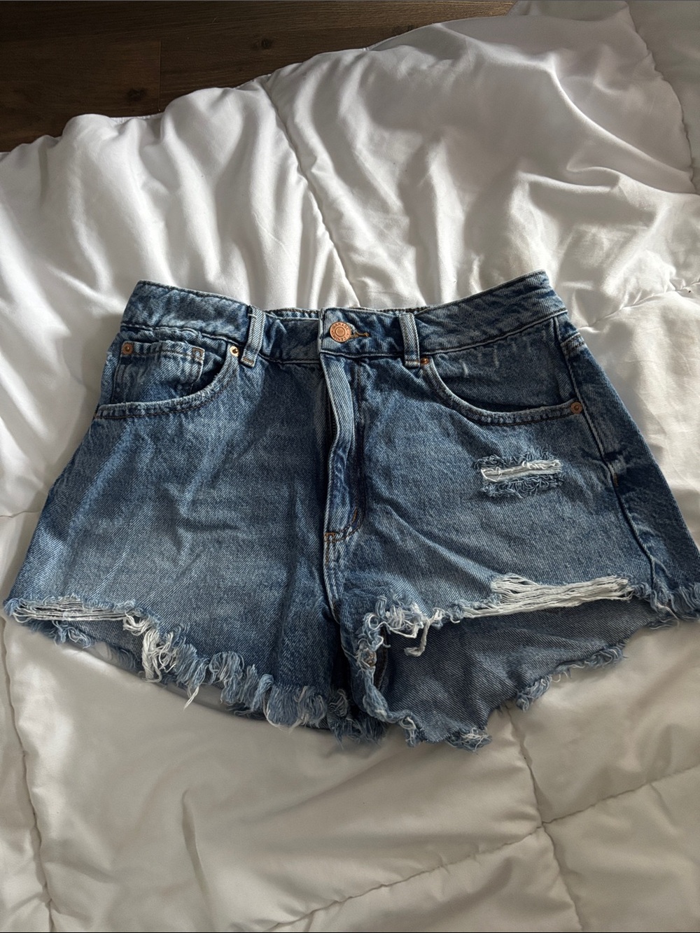 Garage Distressed Cutoff Jean Shorts - Blue